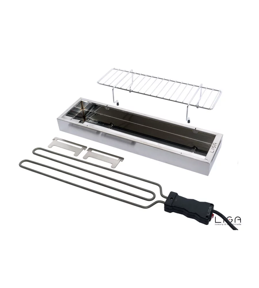 Barbecue elettrico ebbq 1800 w in acciaio inox, 66x14 cm - lisa