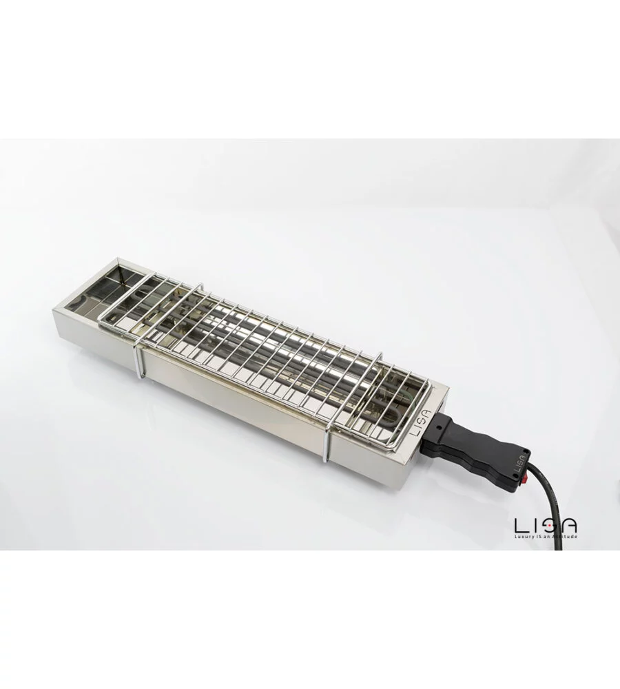 Barbecue elettrico ebbq 1800 w in acciaio inox, 66x14 cm - lisa