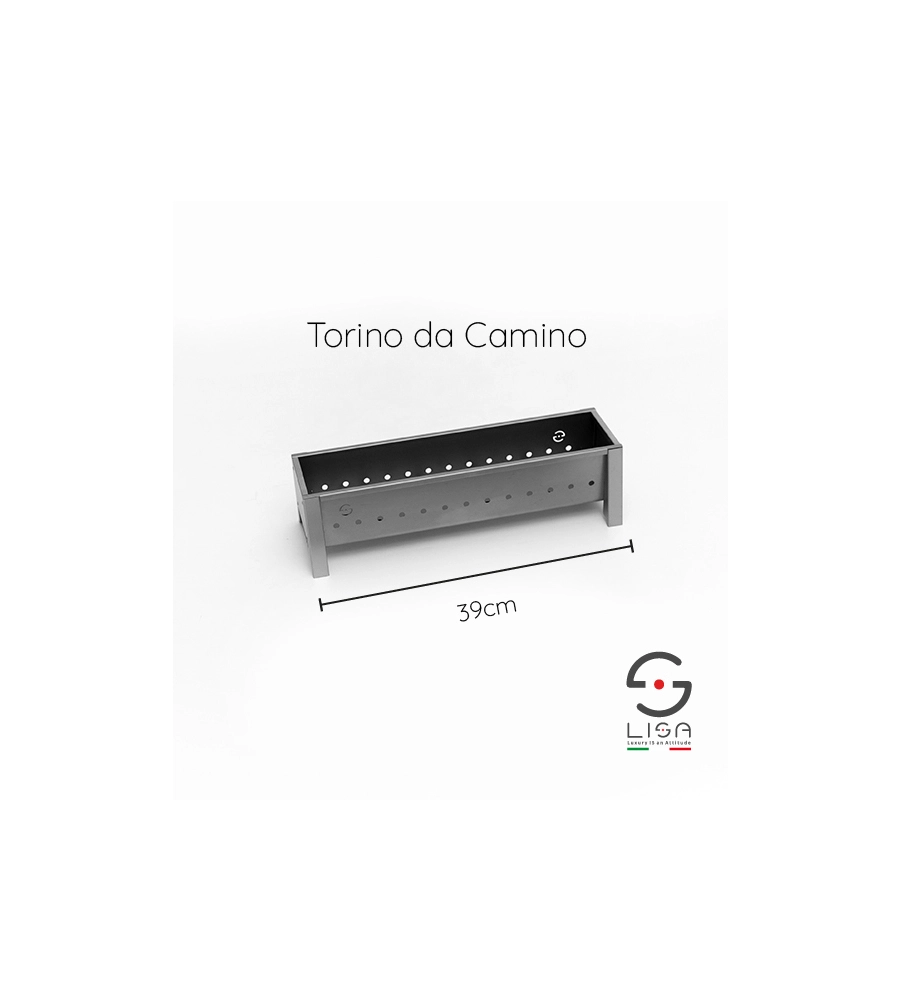 Cuocispiedini torino camino in ferro alluminato, 39x16x13,5 cm - lisa