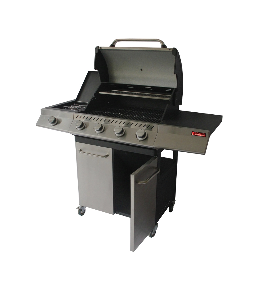 Barbecue a gas brasile 4 fuochi e fornello laterale, 130x54x110 cm - sandrigarden