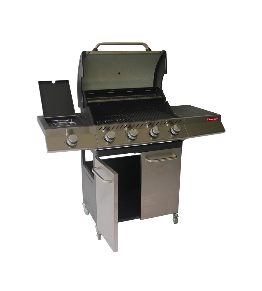 Barbecue a gas brasile 4 fuochi e fornello laterale, 130x54x110 cm - sandrigarden