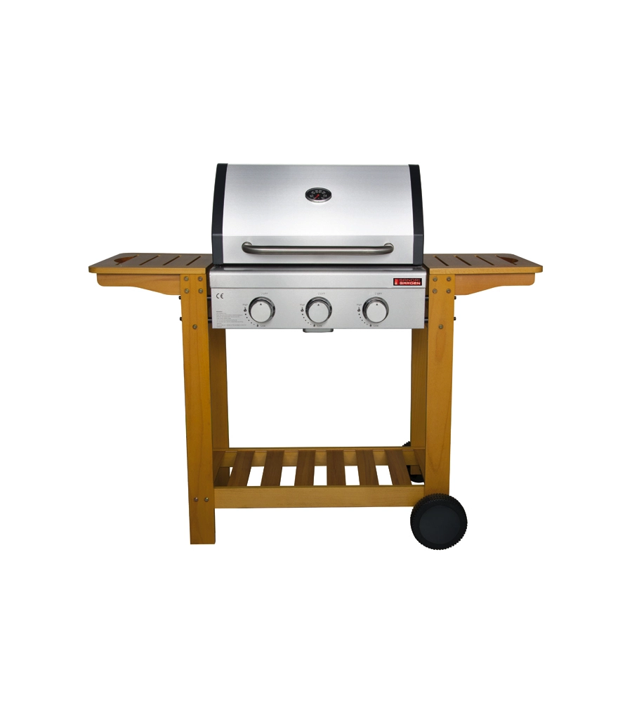 Barbecue a gas australia 3 fuochi wood, 130x58x115 cm - sandrigarden