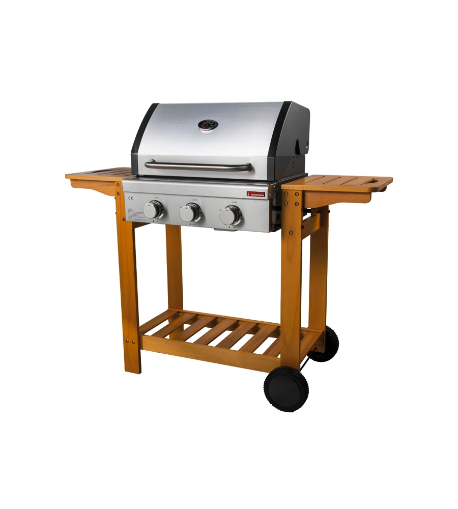 Barbecue a gas australia 3 fuochi wood, 130x58x115 cm - sandrigarden