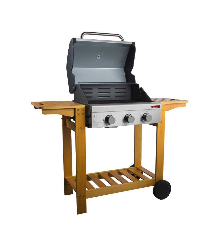 Barbecue a gas australia 3 fuochi wood, 130x58x115 cm - sandrigarden