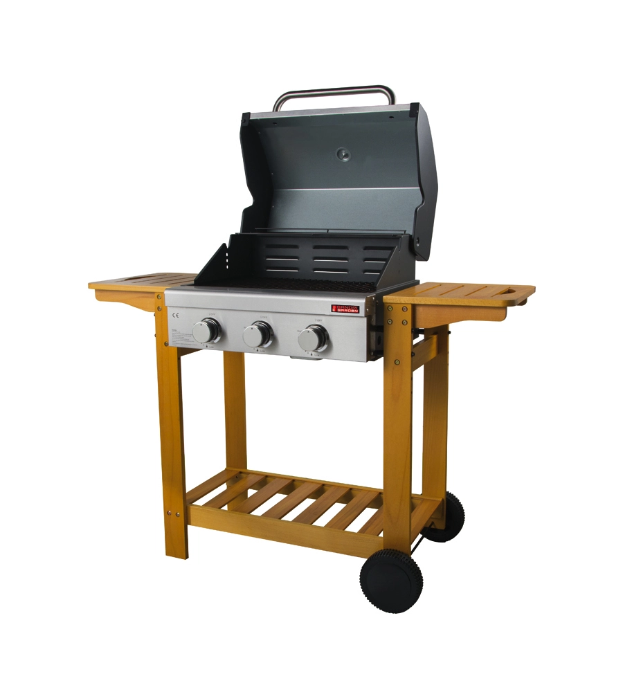 Barbecue a gas australia 3 fuochi wood, 130x58x115 cm - sandrigarden