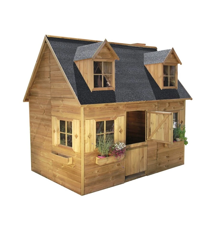 Casetta da giardino per bambini in legno "sofia" - 157x248x218 cm