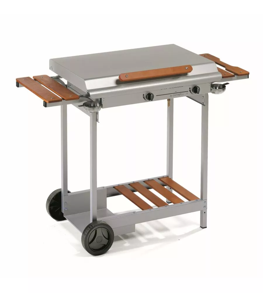 Barbecue a gas 4068 doppio stainless gpl e/o metano, 114x47x86 cm - ompagrill