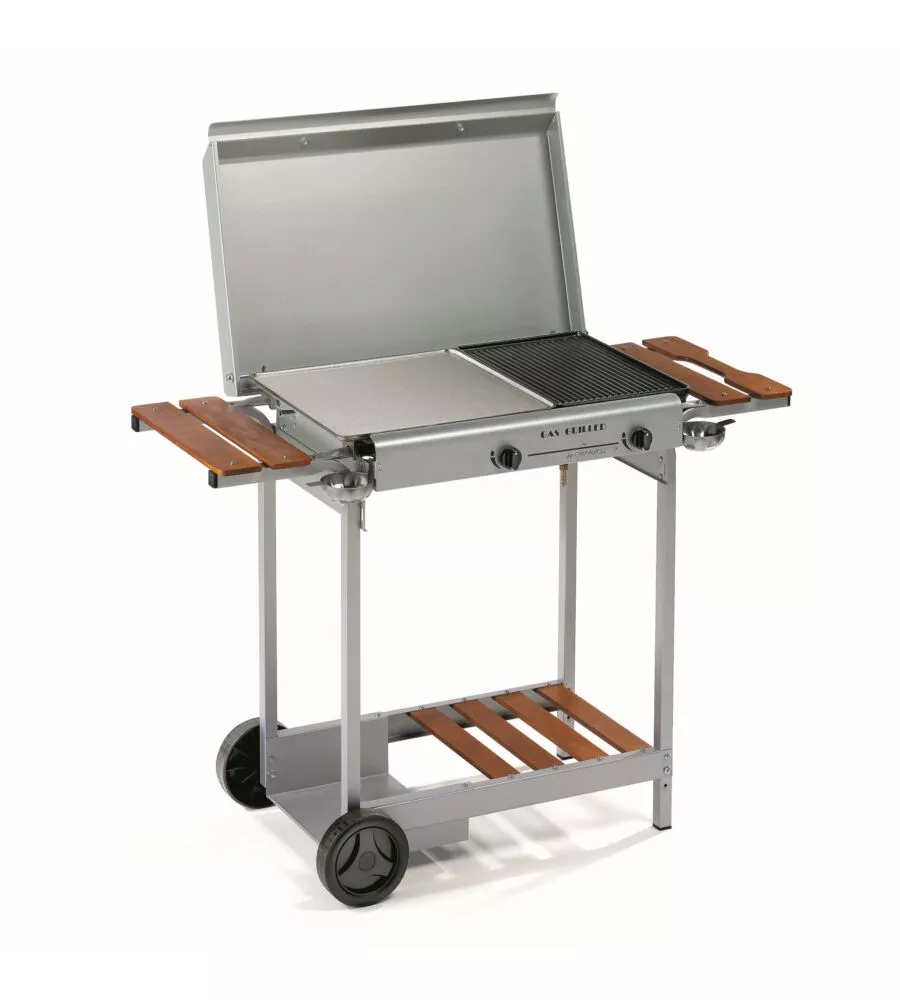 Barbecue a gas 4068 doppio stainless gpl e/o metano, 114x47x86 cm - ompagrill