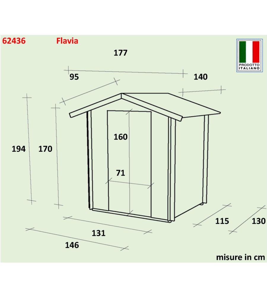 Casetta in legno da giardino alce "flavia" 146x130x194 cm