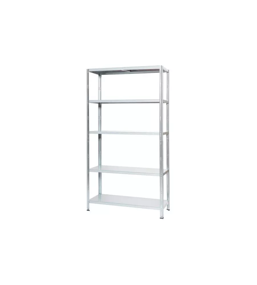 Scaffale in metallo bianco ad incastro con 5 ripiani, 100x40x187 cm portata 80 kg - grima