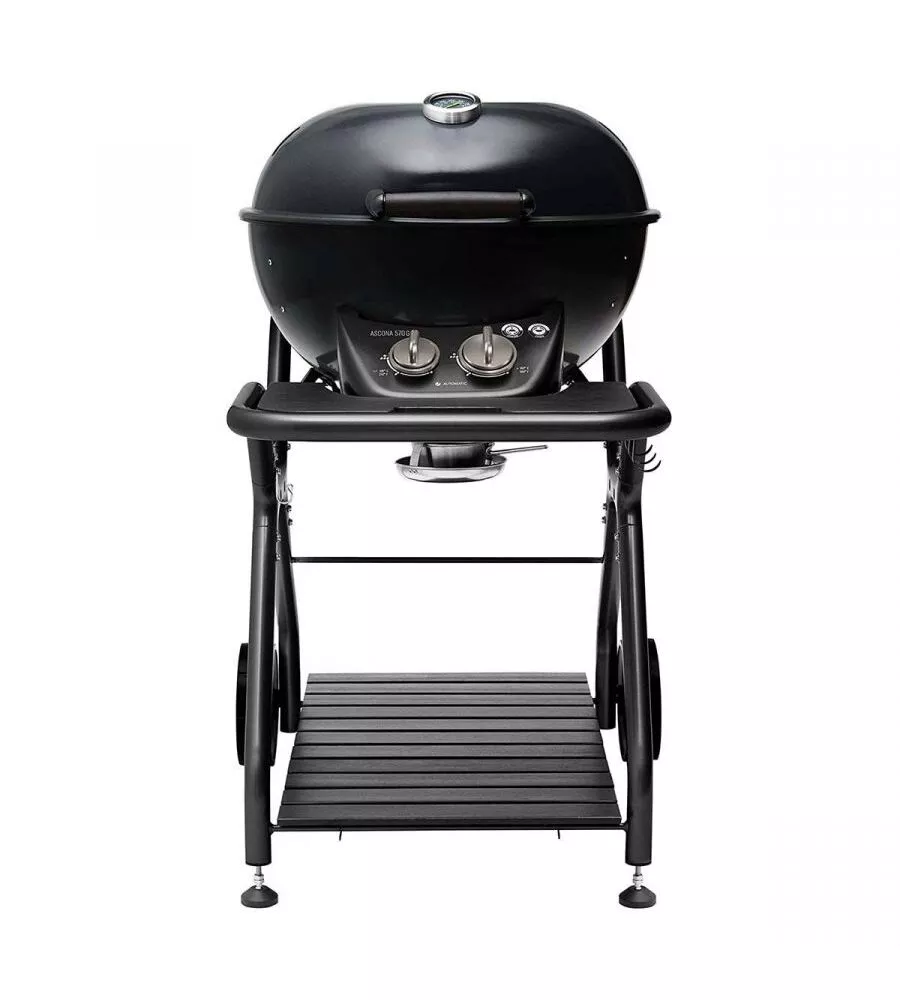 Barbecue a gas "ascona 570 g all black" in acciaio con due bruciatori, 67x97x106 cm - outdoorchef