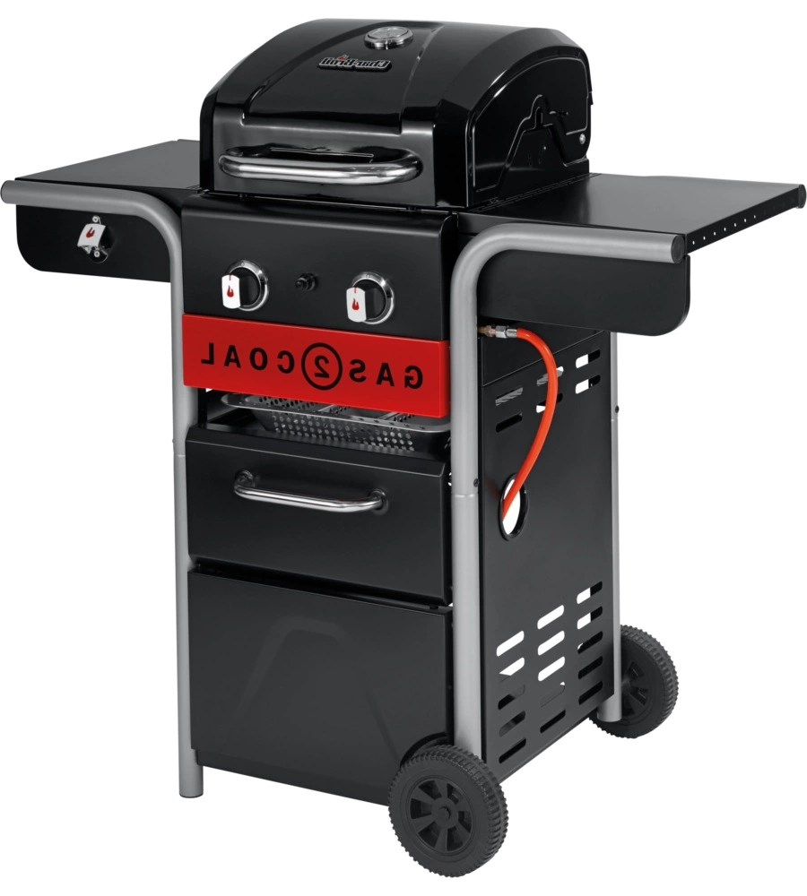 Barbecue a gas/carbone "gas2coal 2.0 2b" in acciaio con due bruciatori, 114x63x117 cm - char-broil