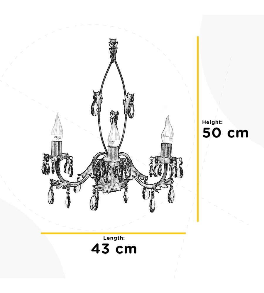 Applique 3 luci "teresa" bronzo, e14