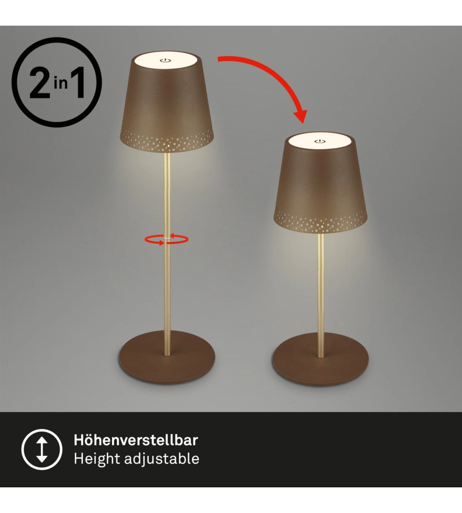 Lampada da tavolo ricaricabile oro, 280 lumen