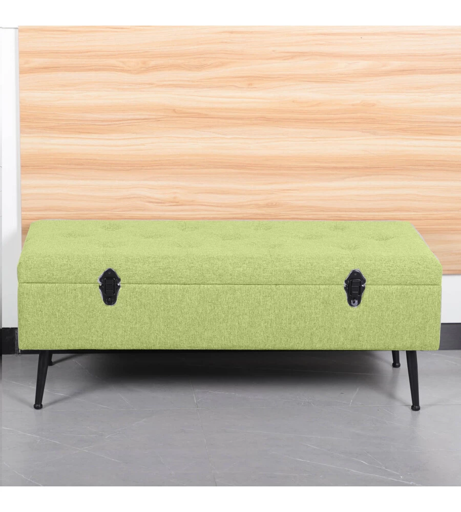 Panchina contenitore bellahome "lisa" in tessuto verde, 102x44x40 cm