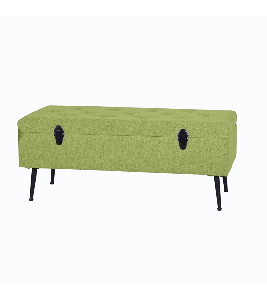 Panchina contenitore bellahome "lisa" in tessuto verde, 102x44x40 cm