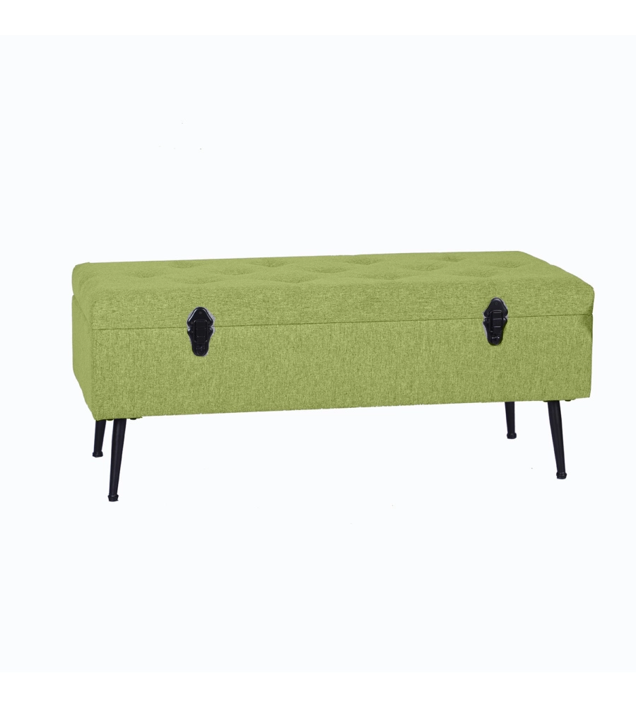 Panchina contenitore bellahome "lisa" in tessuto verde, 102x44x40 cm