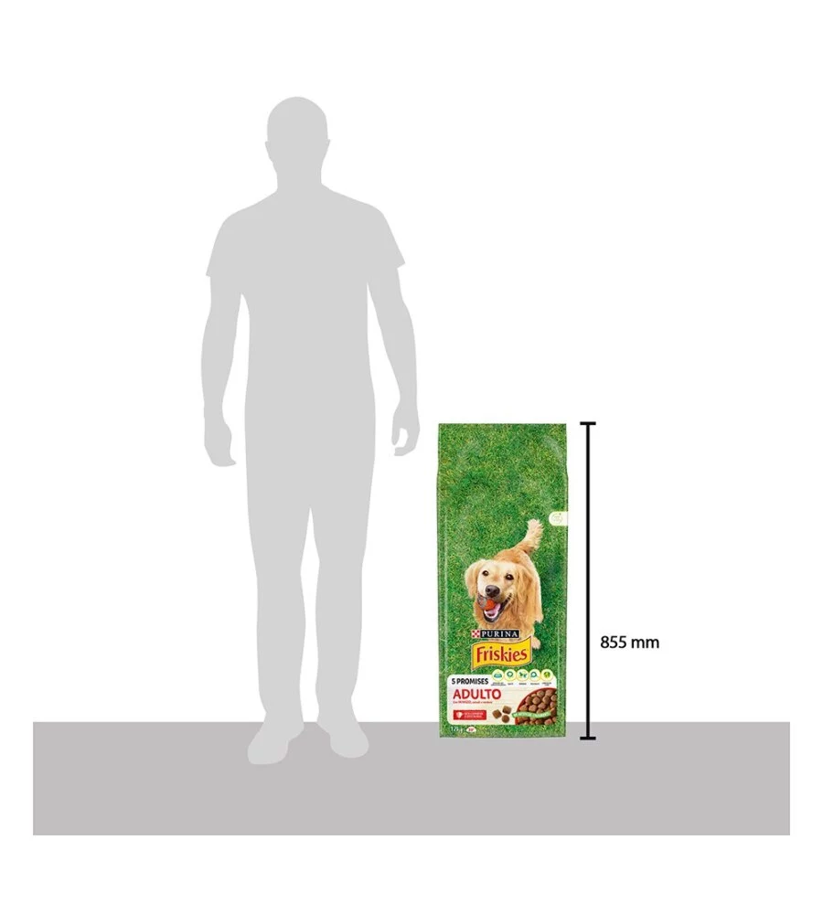 Crocchette per cani purina friskies adulto di tutte le taglie con manzo, cereali e verdure 12 kg