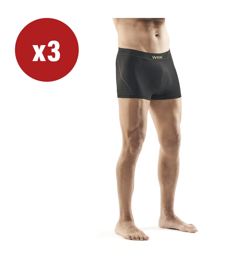 3 pezzi boxer uomo tecnico "wrk202" in fibra dryarn colore nero, tg l/xl - wrk