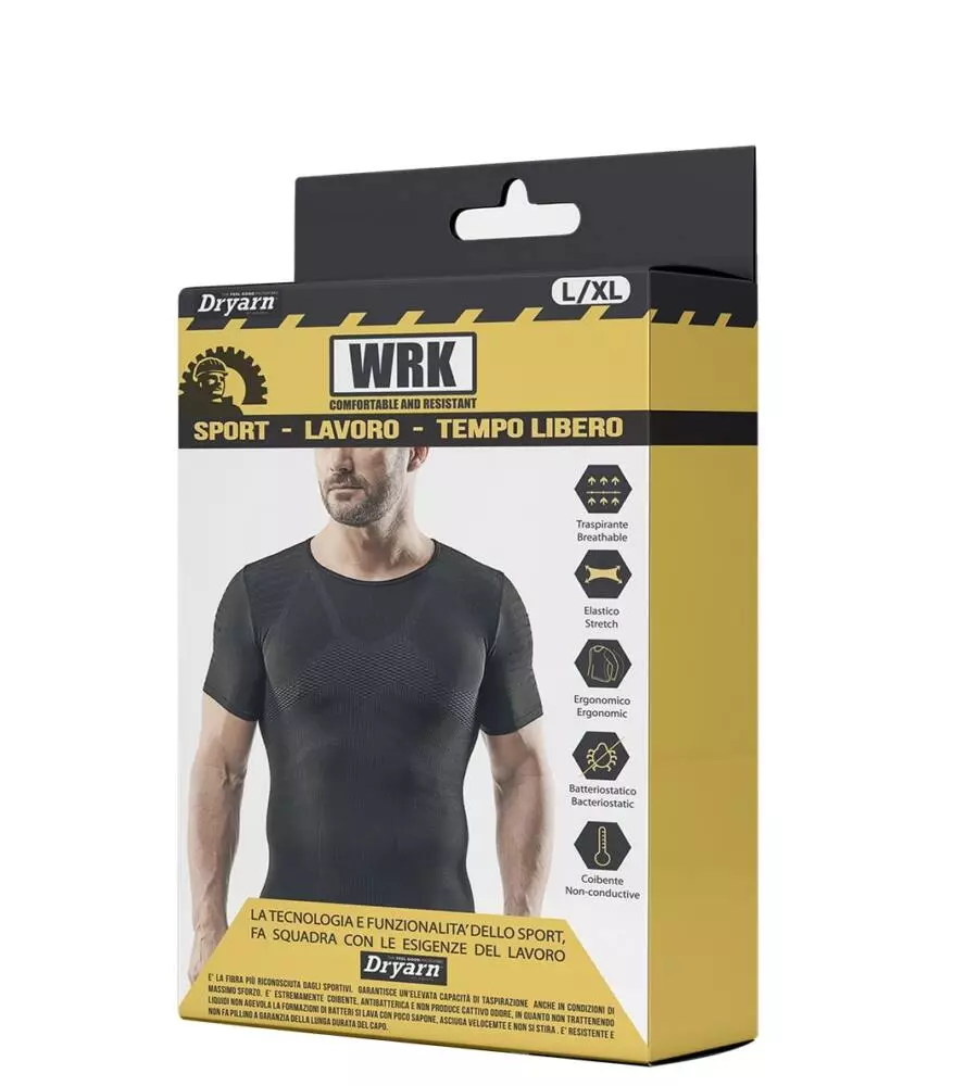 3 pezzi t-shirt uomo tecnica "wrk301" colore nero, tg s/m - wrk