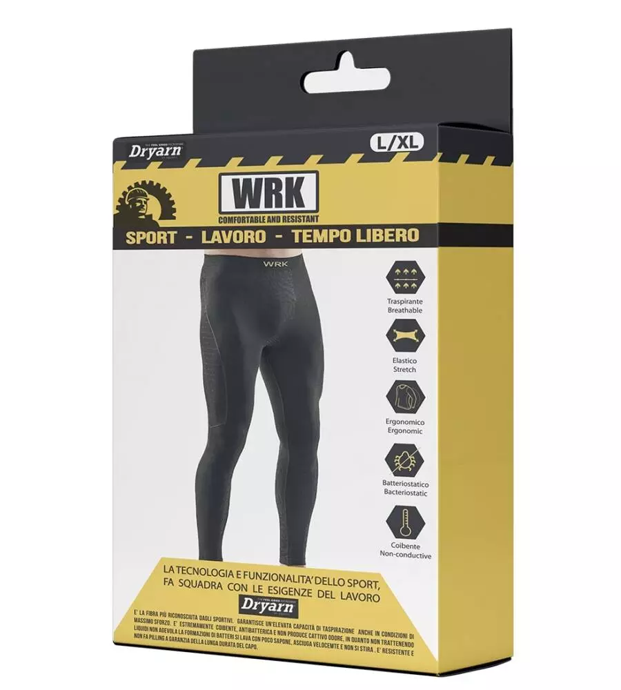 1 pezzo leggins tecnico "wrk303" nero, tg l/xl - wrk