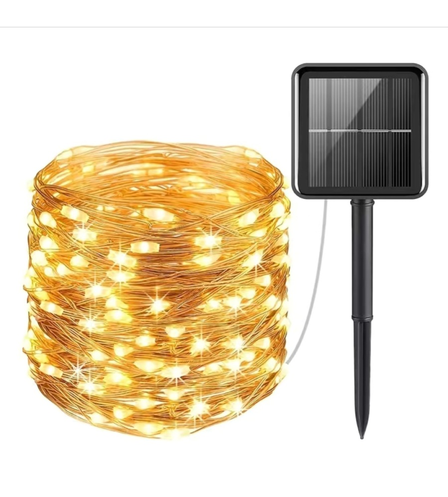 CATENA LUMINOSA LED SOLARE CON PANNELLO 1,2 V, 10 METRI