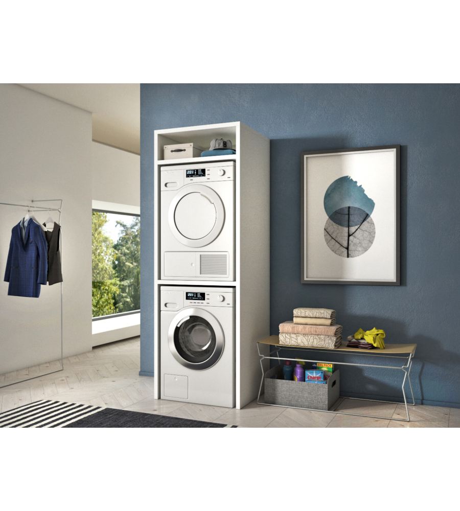 Mobile colonna universale porta lavatrice e asciugatrice bianco per  lavanderia - COMPOSIZIONE BAGNO E SPECCHIERE - NEGRARI - 8029954108602