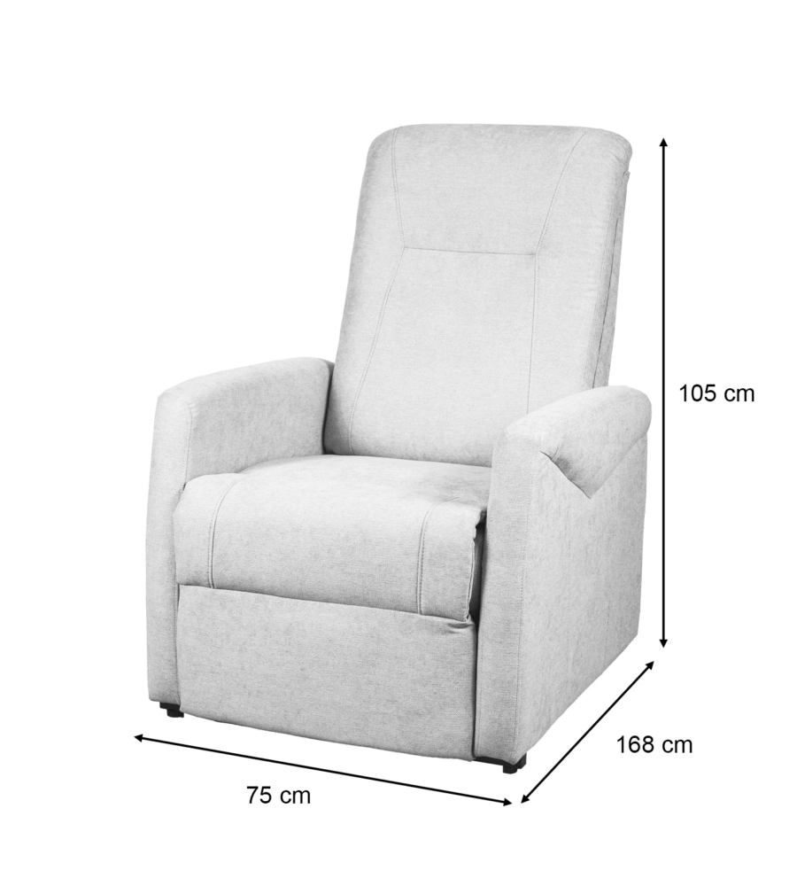 Poltrona massaggiante 'siena' tessuto crema con recliner elettrico, 75x93x105 cm