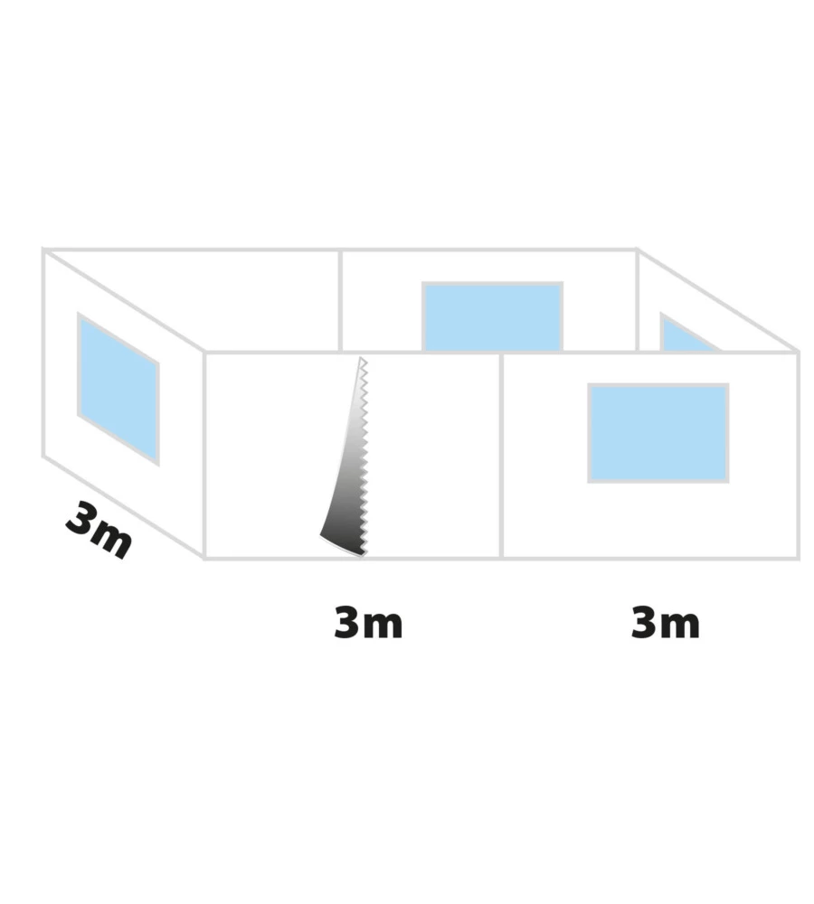 Set 4 pareti laterali per gazebo da campeggio "zebÒ enjoy 2.0 e zebÒ enjoy pro bianco" in poliestere bianco 3x6 m