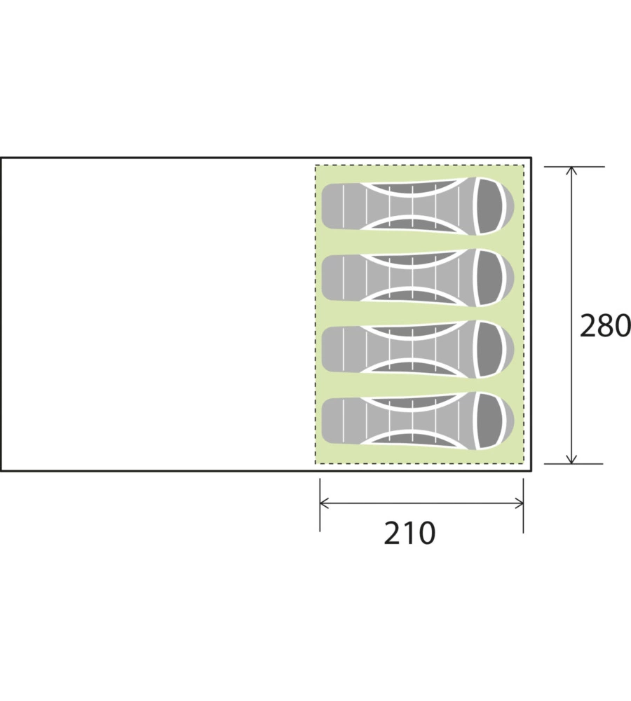 Tenda da campeggio brunner "pure 4" 4 persone 630x310x210 cm