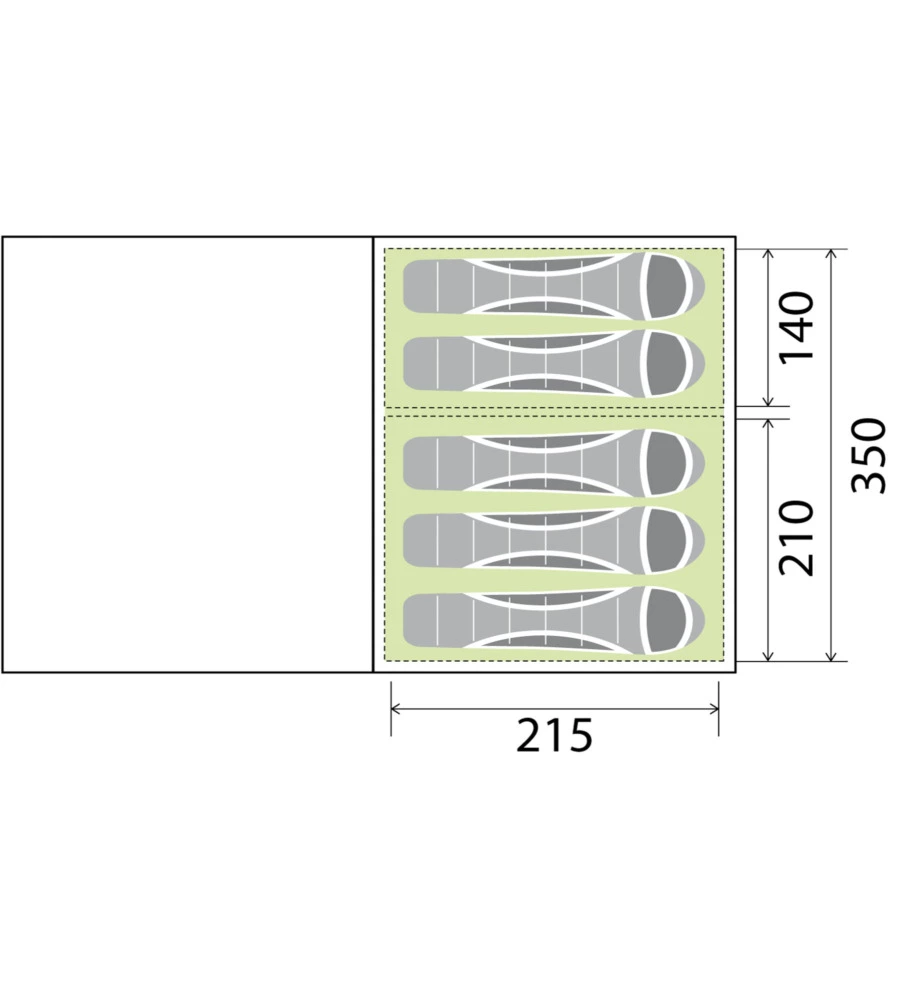 Tenda da campeggio brunner "paraiso 5 airtech" 6 persone 350x215x195 cm