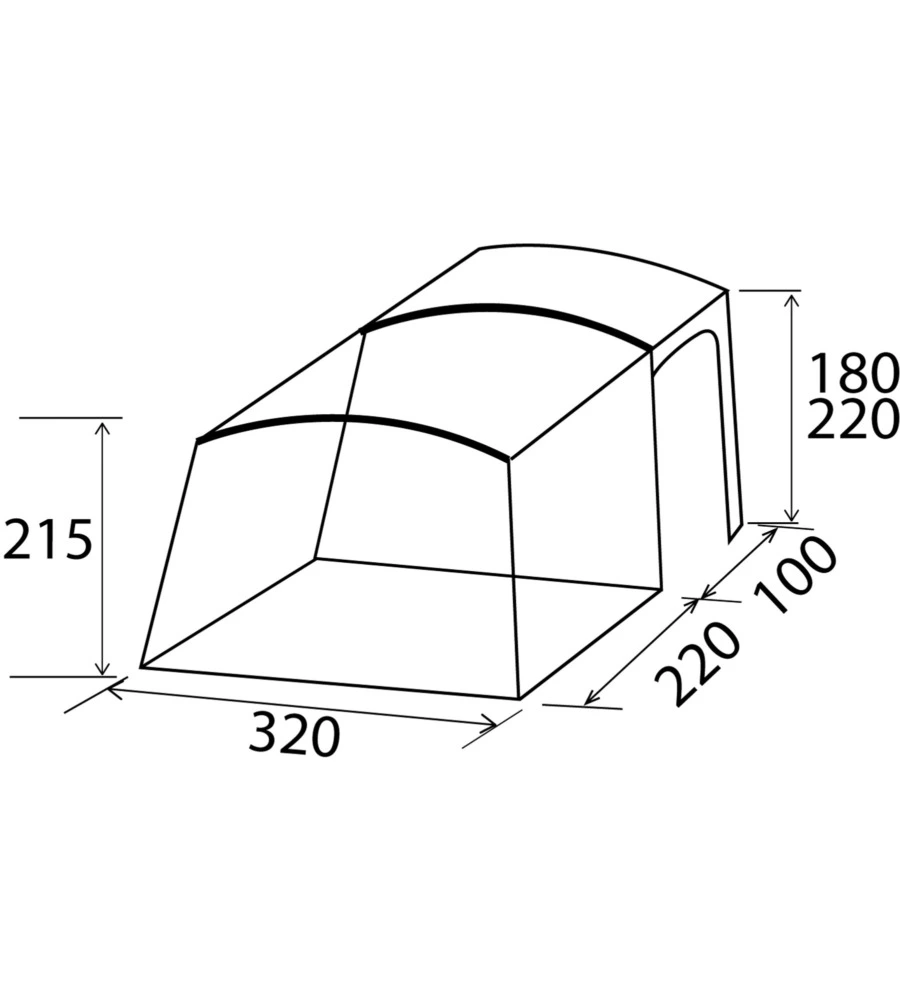 Tenda da campeggio per van brunner "trails lc airtech" 320x320x215 cm