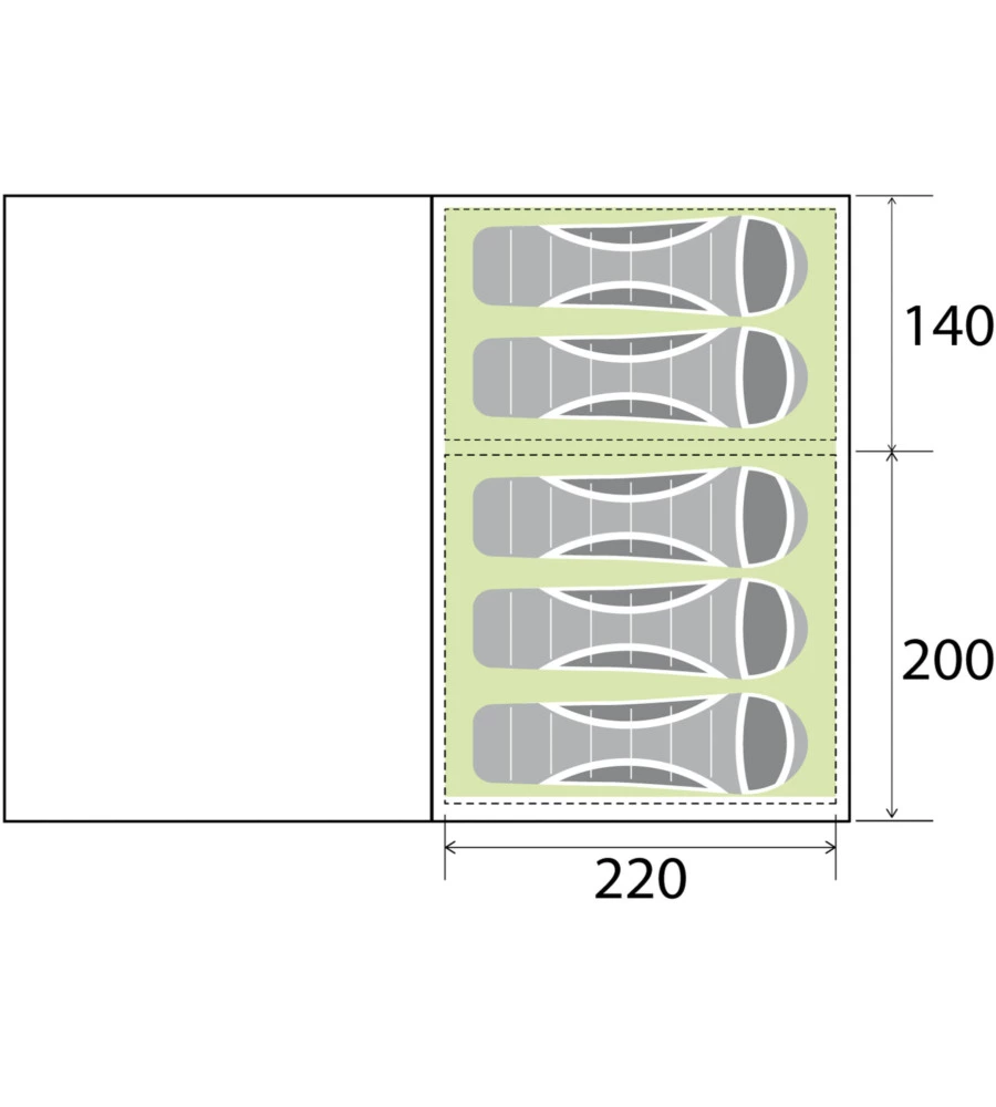 Tenda da campeggio brunner "kalynda 5" 5 persone 340x220x195 cm