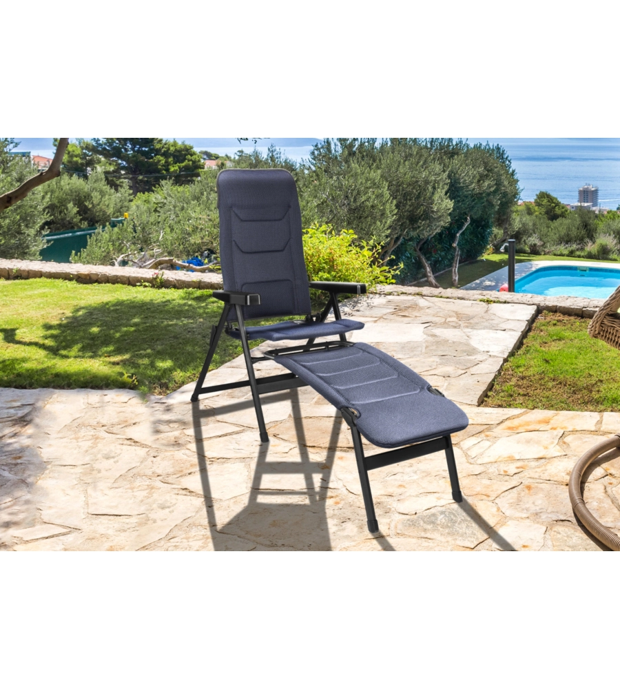 Sedia da campeggio reclinabile brunner "rebel pro large"  in alluminio e 3durafeel blu 54x45x125 cm