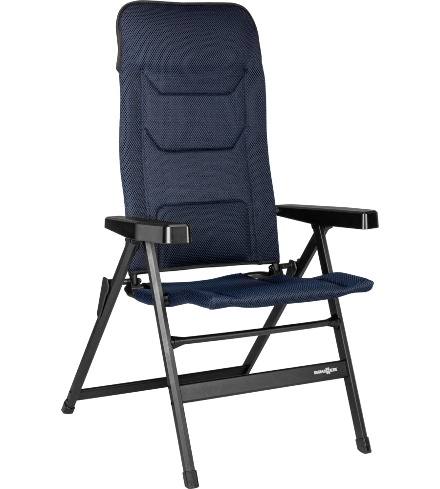 Sedia da campeggio reclinabile brunner "rebel pro large"  in alluminio e 3durafeel blu 54x45x125 cm