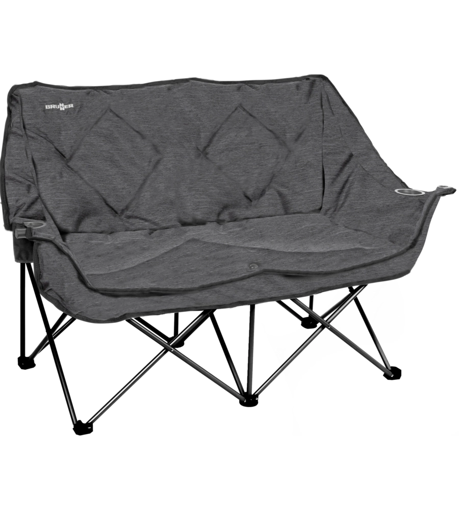 Divano 2 persone da campeggio brunner "action sofa" in acciaio e poliestere grigio 148x63x44/92 cm