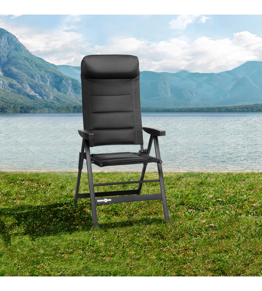 Sedia da campeggio reclinabile brunner "skye 3d" in alluminio e 3durafeel nero 47x41x122 cm