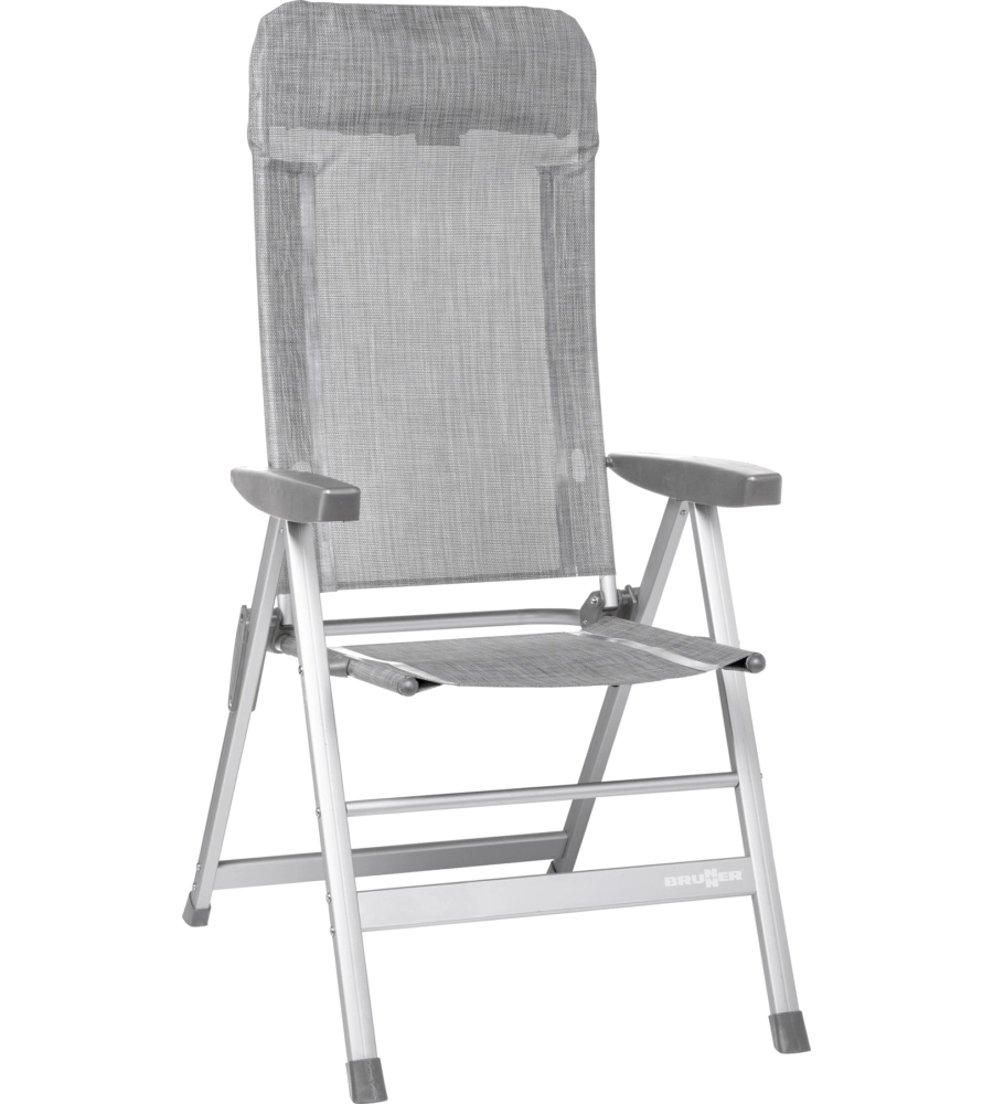 Sedia da campeggio reclinabile brunner "skye" in alluminio e syntex plus grigio chiaro 46,5x42x124 cm