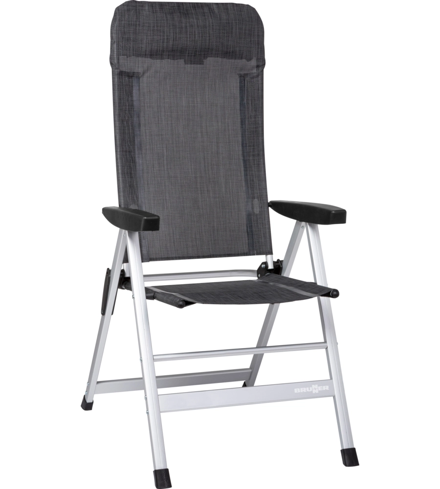 Sedia da campeggio reclinabile brunner "skye" in alluminio e syntex plus grigio scuro 46,5x42x124 cm