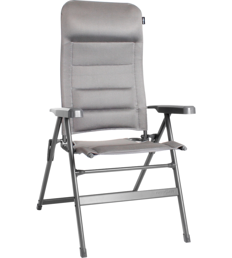 Sedia da campeggio reclinabile brunner "aravel 3d medium" in alluminio e 3durafeel grigio chiaro 47x44x121 cm