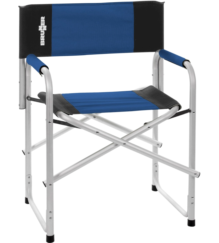 Sedia da campeggio brunner "bravura" in alluminio e poliestere nero e blu 60x47x46/83 cm