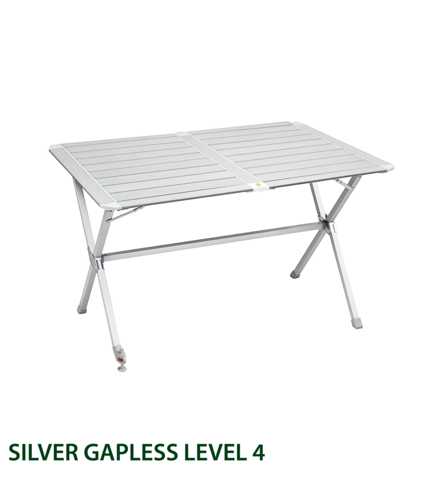 Tavolo pieghevole da campeggio brunner "silver gapless level 4" in alluminio 110x71x70 cm