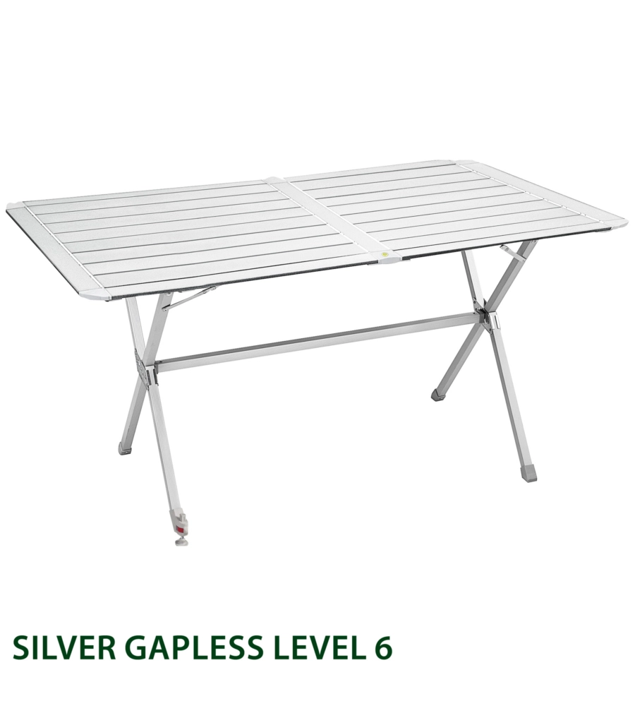 Tavolo pieghevole da campeggio brunner "silver gapless level 6" in alluminio 140x81x70 cm