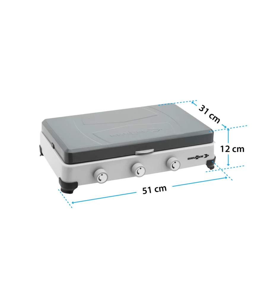 Fornello da campeggio a gas brunner "aristo 3" in metallo 3 fuochi