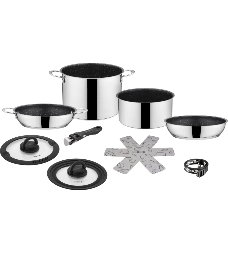 Set pentole da campeggio brunner "academy ng 7+1 Ø 20" in acciaio inox antiaderente