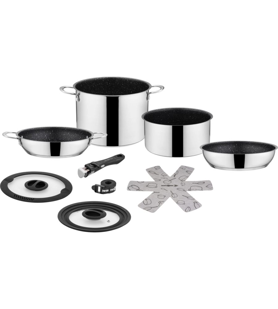 Set pentole da campeggio brunner "academy high ng 7+1 Ø 22" in acciaio inox antiaderente