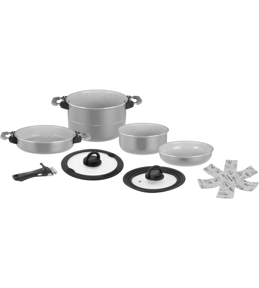 Set pentole da campeggio brunner "fusion 7+1 Ø 22" in alluminio e antiaderente