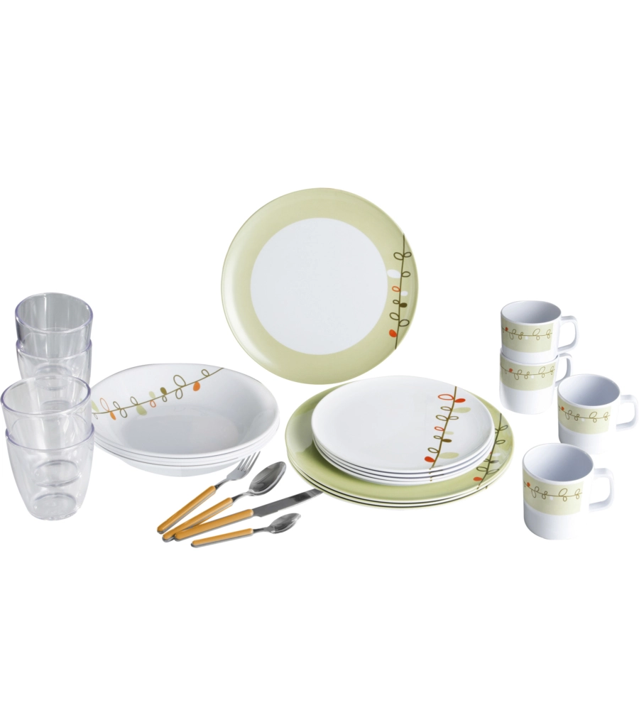 Set 36 stoviglie da campeggio brunner "esprit" in melamina