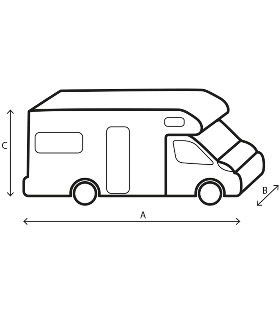 Copertura protettiva per camper brunner "cover si 6 m" in tnt a 4 strati, 700-750 cm.