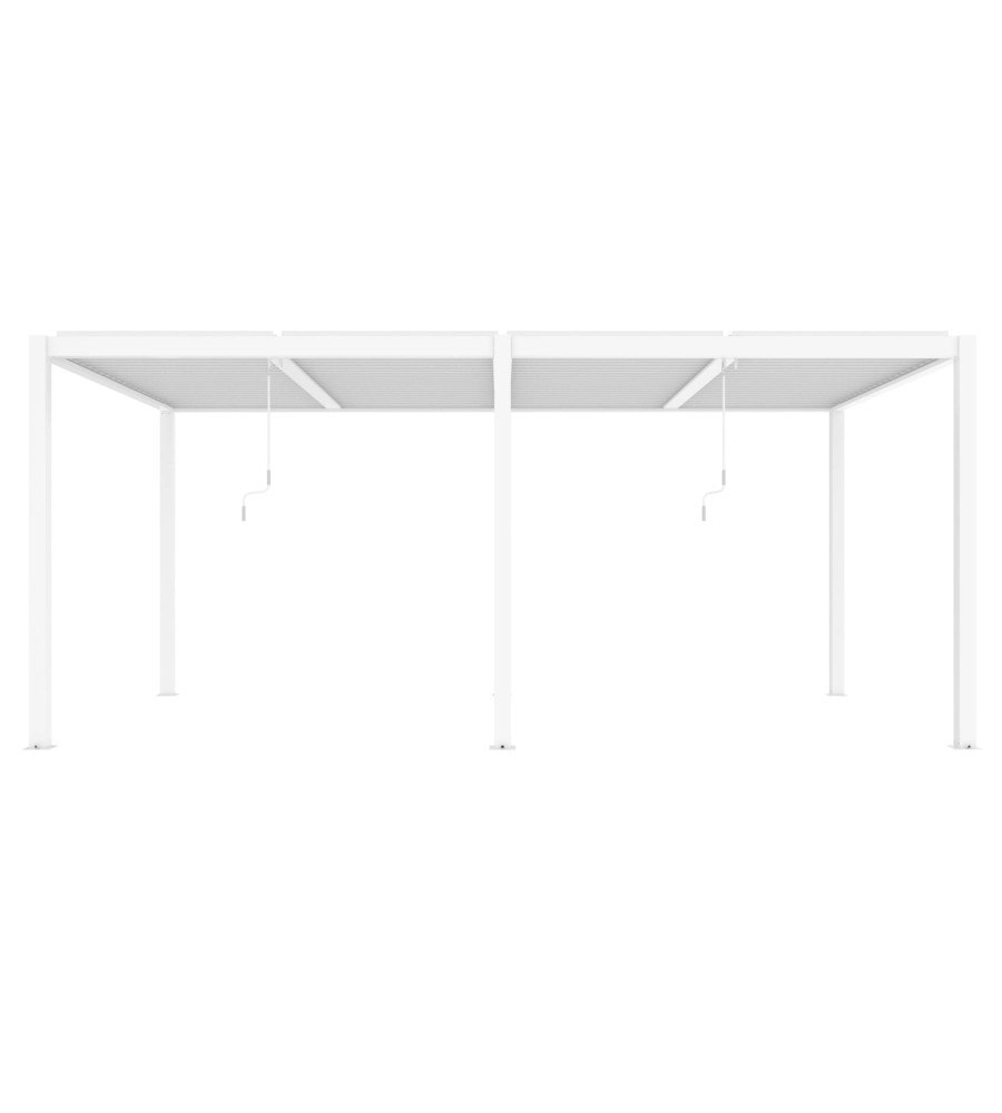 Gazebo pergola bioclimatica da esterno "calicantus twin" bianca in alluminio, con led -  7,8x4xh2,5 m